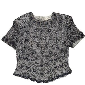ADRIANNA PAPELL EVENING BOUTIQUE 100% SILK BEADS SEQUIN TOP Size L